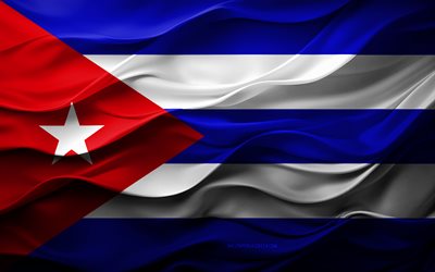4k, kuba flagg, nordamerika länder, 3d kuba flagga, nordamerika, kubaflagg, 3d  konsistens, kuba dag, nationella symboler, 3d  konst, kuba