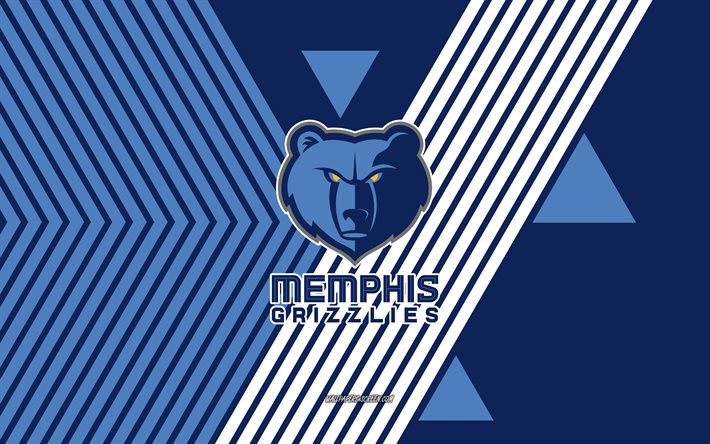 memphis grizzlies logotyp, 4k, amerikansk basketlag, blå linjer bakgrund, memphis grizzlies, nba, usa, linjekonst, memphis grizzlies emblem, basketboll