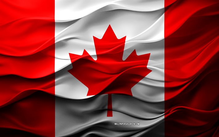 4k, カナダの旗, 北米諸国, 3dカナダフラグ, 北米, カナダ旗, 3dテクスチャ, カナダの日, 国家のシンボル, 3dアート, カナダ
