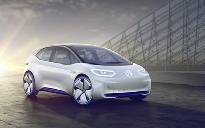 폭스바겐 id, 4k, 2017, 전기 자동차, led 광학
