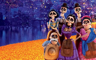4k, Coco, poster, 3d-animation, 2017 movie, characters