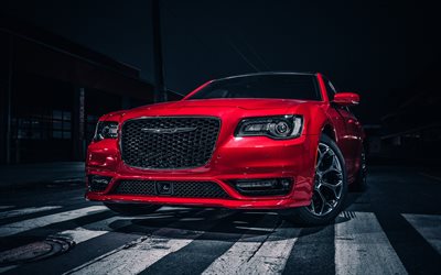 Chrysler 300S, la oscuridad, el 2018, los coches, rojo 300S, Chrysler