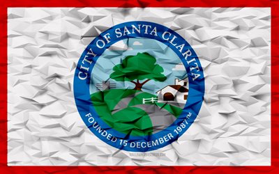 drapeau de santa clarita, californie, 4k, les villes américaines, 3d polygone de fond, santa clarita drapeau, 3d polygone texture, jour de santa clarita, 3d austin drapeau, symboles nationaux américains, art 3d, santa clarita, états-unis