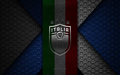 Italy national football team, UEFA, red white green knitted texture, Europe, Italy national football team logo, soccer, Italy national football team emblem, football, Italy