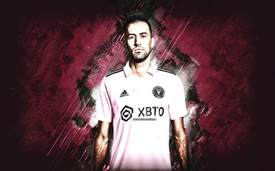 Sergio Busquets, Inter Miami CF, Spanish football player, pink stone background, MLS, USA, Inter Miami