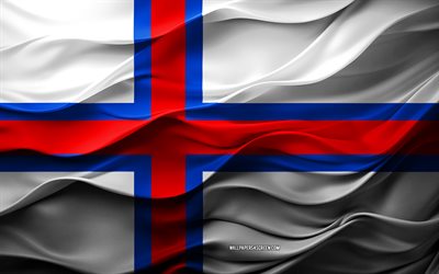 4k, 페로 제도의 깃발, 유럽 ​​국가, 3d faroe islands flag, 유럽, faroe islands flag, 3d 텍스처, 페로 제도의 날, 국가 상징, 3d 아트, 페로 제도