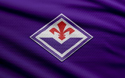 ACF Fiorentina fabric logo, 4k, violet fabric background, Serie A, bokeh, soccer, ACF Fiorentina logo, football, ACF Fiorentina emblem, ACF Fiorentina, Italian football club, Fiorentina FC