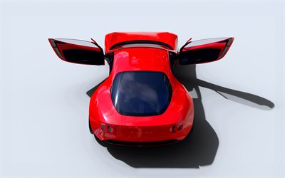 2023, mazda ikonische sp, spitzenansicht, rückansicht, außen, rotes sport coupé, neue legendäre sp, japanische autos, mazda