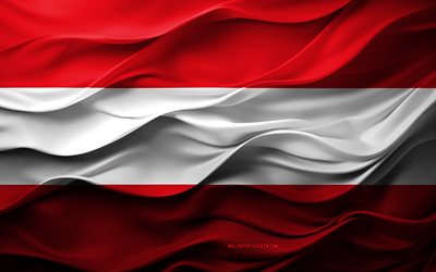 4k, drapeau de l'autriche, pays européens, drapeau de l'autriche 3d, l'europe , texture 3d, jour de l'autriche, symboles nationaux, art 3d, l'autriche, drapeau autrichien