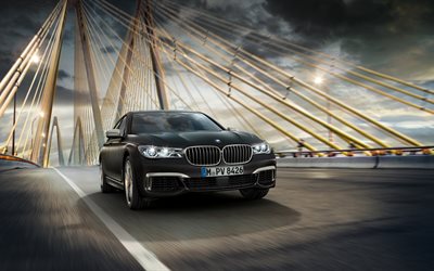 BMW M760Li, en 2017, des voitures de luxe, xDrive, mouvement, noir bmw
