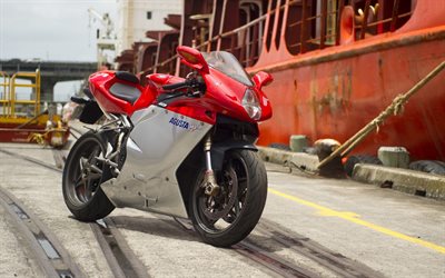 el deporte de la motocicleta, la MV Agusta F4, puerto, barcos