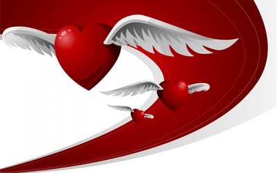 El Día de san valentín, 3d corazón, corazón con alas, el amor