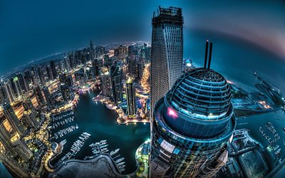 Dubai, HDR, nightscape, gökdelenler, Birleşik Arap Emirlikleri
