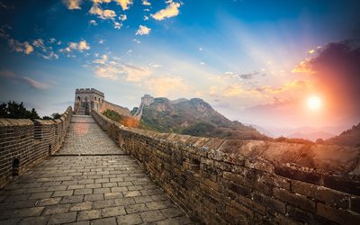 great wall of china, china, berge, natur, welt wunder