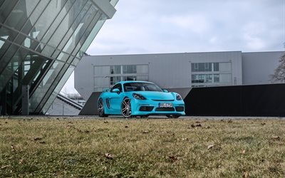 TechArt, tuning, Porsche 718 Cayman S, 2017 voitures, supercars, bleu Cayman, Porsche