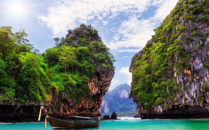 Krabi, ocean, Ao Nang, cliffs, summer, paradise, bay, Thailand