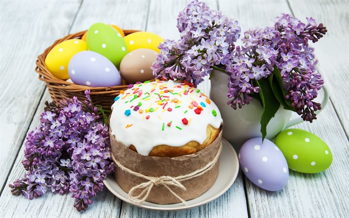 Pâques, printemps, lilas, les œufs de Pâques