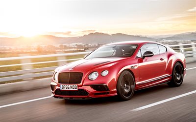 Bentley Continental Supersports, 2017, Rojo Continental, supercar, la carretera, la velocidad, el Bentley