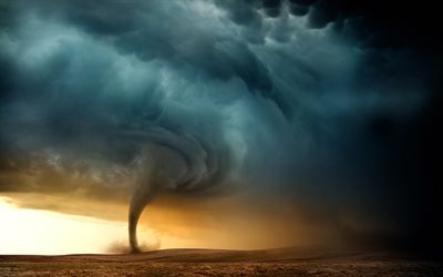 tornado, hurrikan, wolken, element