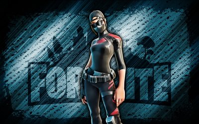 Scarlet Commander Fortnite, 4k, blue diagonal background, grunge art, Fortnite, artwork, Scarlet Commander Skin, Fortnite characters, Scarlet Commander, Fortnite Scarlet Commander Skin