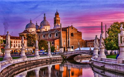 파도바, 4k, 저녁, 일몰, 파도바의 성 안토니오 대성당, 로마 가톨릭 교회, 파도바 랜드마크, 파도바 도시 풍경, 베네토, 이탈리아