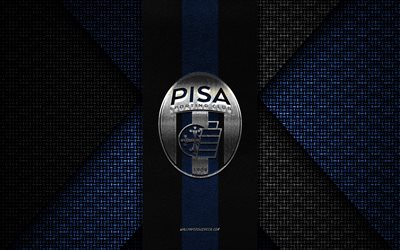 pisa sc, serie b, azul preto textura de malha, pisa sc logotipo, italiano clube de futebol, pisa sc emblema, futebol, pisa, itália