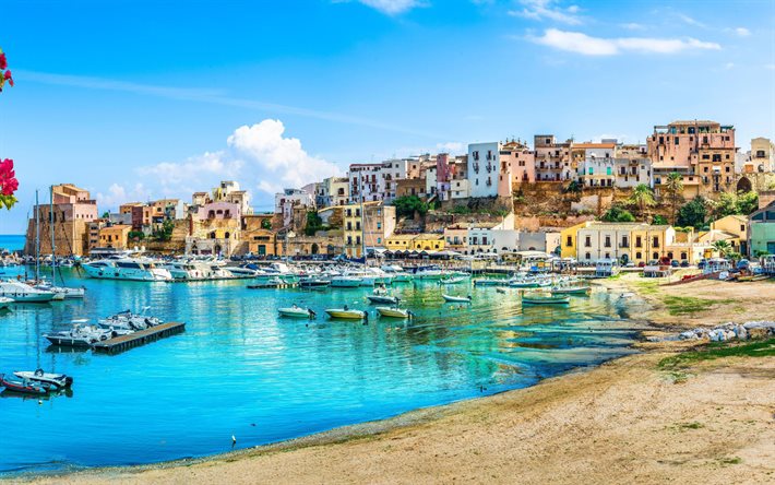 palermo, sicilia, spiaggia, estate, costa, mar mediterraneo, paesaggio urbano di palermo, spiagge di palermo, italia