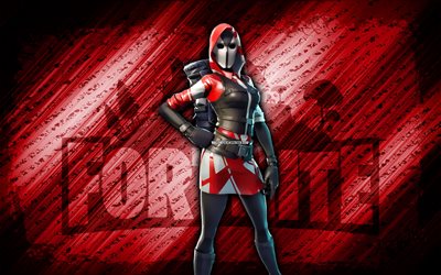 The Ace Fortnite, 4k, red diagonal background, grunge art, Fortnite, artwork, The Ace Skin, Fortnite characters, The Ace, Fortnite The Ace Skin
