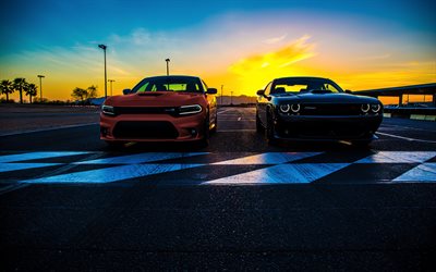 Dodge Charger RT, supercars, Dodge Challenger, raceway