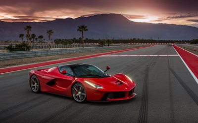 Ferrari LaFerrari, raceway, supercars, red Ferrari
