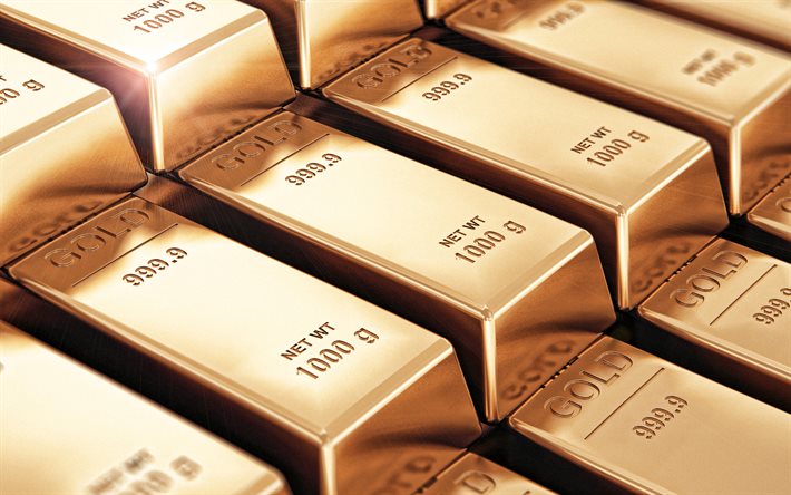 quilograma de barras de ouro, 4k, conceitos de ouro, reservas de ouro, barras de ouro 3d, fundo dourado, montanha de ouro, metais preciosos, compre ouro, depósito em ouro