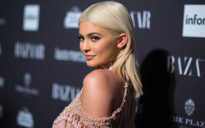 Kylie Jenner, blonde, 2017, portrait, beauty, Hollywood