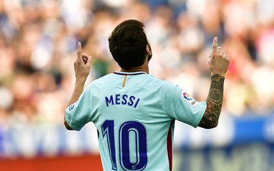 Lionel Messi, 4k, futbolistas, el objetivo, el FC Barcelona, FCB, fútbol, Leo Messi