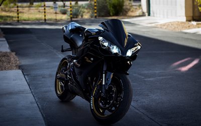 2022, Yamaha YZF-R1, front view, exterior, black sportbike, racing motorcycle, black gold YZF-R1, Japanese sport bikes, Yamaha