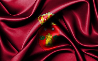アルバセテの旗, 4k, スペインの地方, 布旗, アルバセテの日, 波状の絹の旗, スペイン, スペインの州, アルバセテ