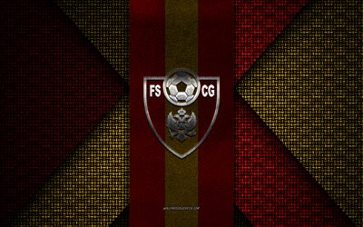 montenegro fußballnationalmannschaft, uefa, rot gelb gestrickte textur, europa, logo der montenegrinischen fußballnationalmannschaft, fußball, emblem der montenegrinischen fußballnationalmannschaft, montenegro