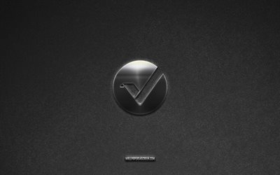 Vertcoin logo, cryptocurrency, gray stone background, Vertcoin emblem, cryptocurrency logos, Vertcoin, cryptocurrency signs, Vertcoin metal logo, stone texture