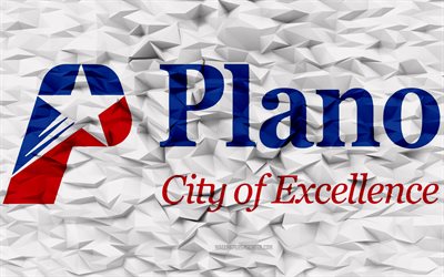 Flag of Plano, Texas, 4k, American cities, 3d polygon background, Plano flag, 3d polygon texture, Day of Plano, 3d Plano flag, American national symbols, 3d art, Plano, USA