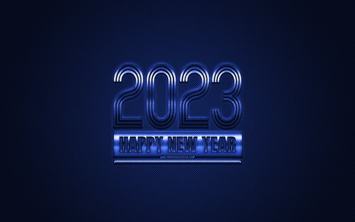 2023 Happy New Year, dark blue carbon texture, 2023 dark blue background, 2023 concepts, 2023 dark blue carbon background, Happy New Year 2023, carbon texture