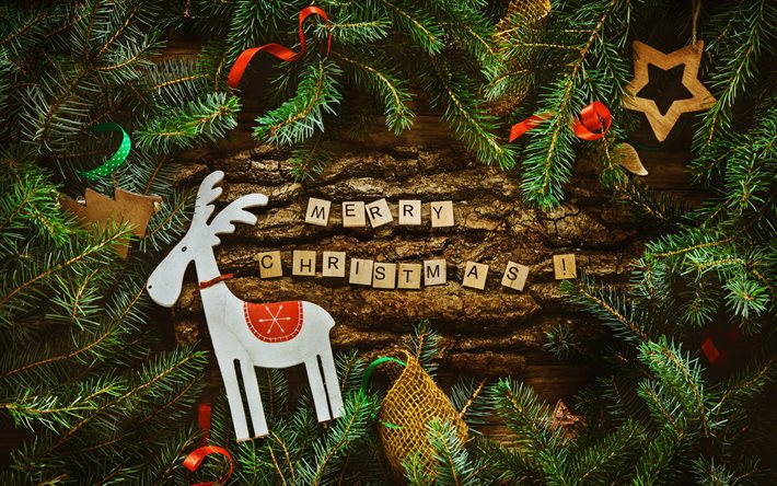 Feliz Navidad, fondo de madera, fir marcos, árbol de navidad, Feliz Año Nuevo, Navidad, decoraciones de navidad
