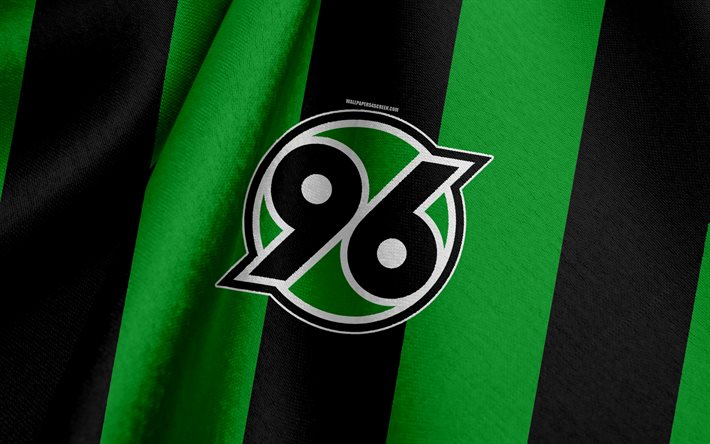 hannover 96, time de futebol alemão, bandeira verde preta, emblema, textura, logo, bundesliga, hannover, alemanha, futebol