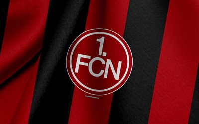 FC Nurnberg, German football team, maroon black flag, emblem, fabric texture, logo, Bundesliga, Nuremberg, Germany, football