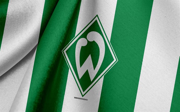 SV Werder Bremen, Alman Futbol Takımı, yeşil beyaz bayrak, amblem, kumaş, doku, logo, Bundesliga, Bremen, Almanya, futbol