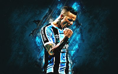 Luan Vieira, grunge, Gremio FC, blue stone, soccer, artwork, Luan, Brazilian Serie A, football, brazilian footballers, Brazil
