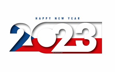 hyvää uutta vuotta 2023 tšekki, valkoinen tausta, tšekin tasavalta, minimaalista taidetta, 2023 tšekin tasavallan konseptit, tšekki 2023, 2023 tšekin tasavalta tausta, 2023 hyvää uutta vuotta tšekki