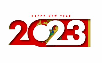 hyvää uutta vuotta 2023 montenegro, valkoinen tausta, montenegro, minimaalista taidetta, 2023 montenegron konseptit, montenegro 2023, 2023 montenegro tausta