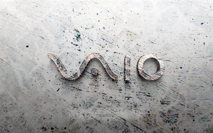 VAIO stone logo, 4K, stone background, VAIO 3D logo, brands, creative, VAIO logo, grunge art, VAIO