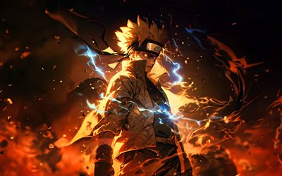 4k, Uzumaki Naruto, darkness, Naruto characters, protagonist, Naruto, manga, artwork, Uzumaki Boruto, warrior, samurai, Naruto Uzumaki