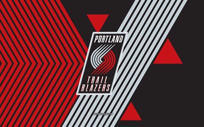 Portland Trail Blazers logo, 4k, American basketball team, red black lines background, Portland Trail Blazers, NBA, USA, line art, Portland Trail Blazers emblem, basketball