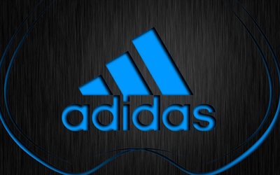 logotipo de Adidas, creativo, fondo gris, línea azul